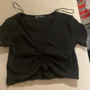 knit vneck top, zara size M